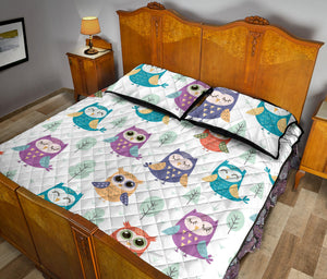 Cute owl pattern Quilt Bed Set