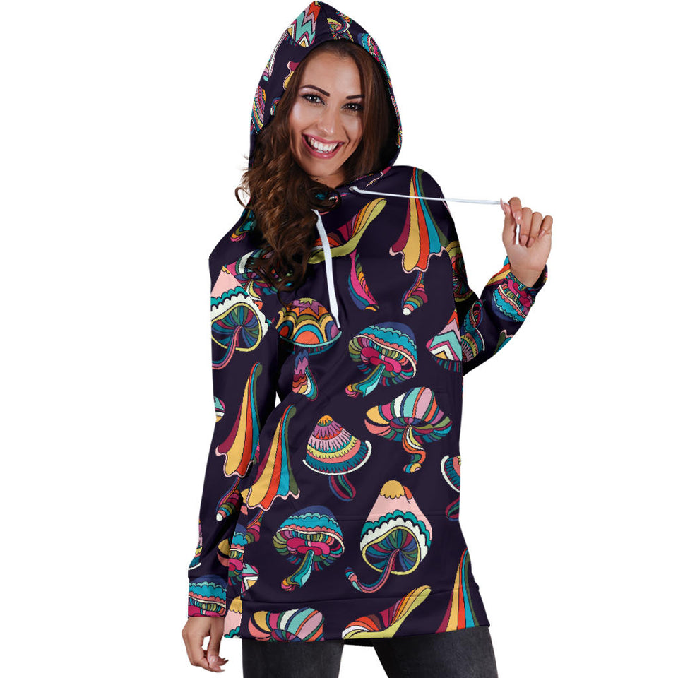 Colorful Mushroom Pattern Women'S Hoodie Dress
