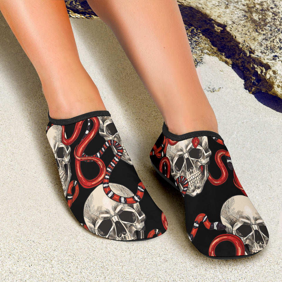 Red Snake Skull Pattern Aqua Shoes