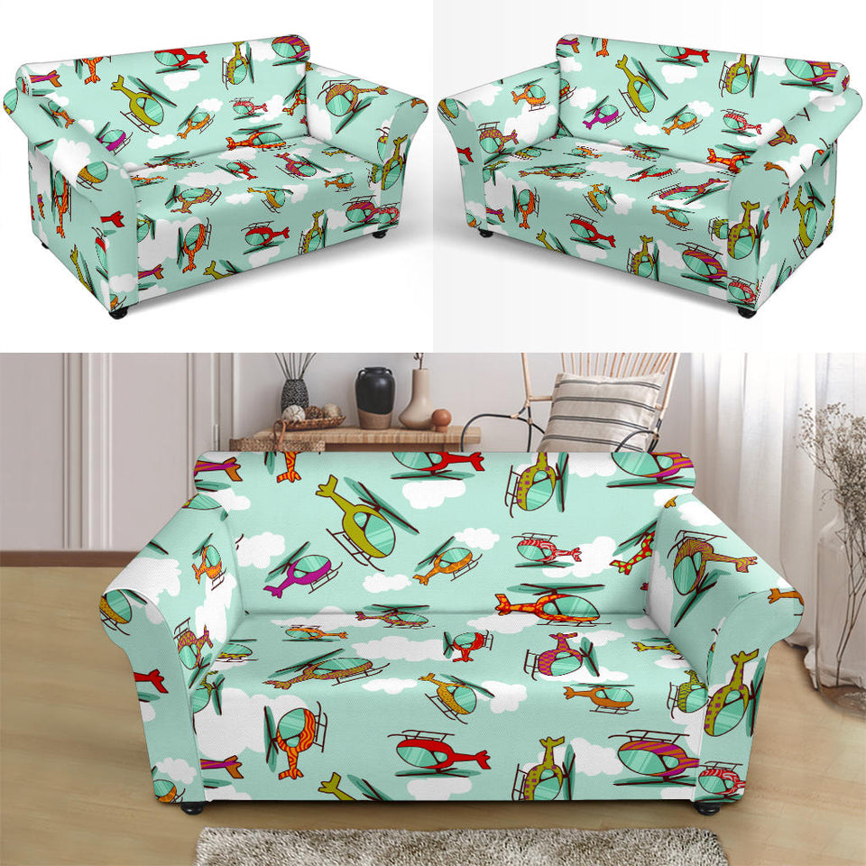 Helicopter Design Pattern Loveseat Couch Slipcover