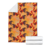 Red Rooster Chicken Cock Pattern Premium Blanket