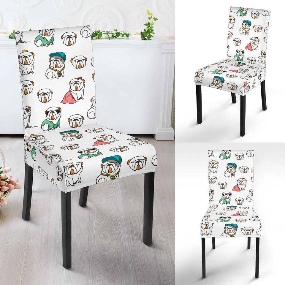 English Bulldog Pattern Print Design 03 Dining Chair Slipcover