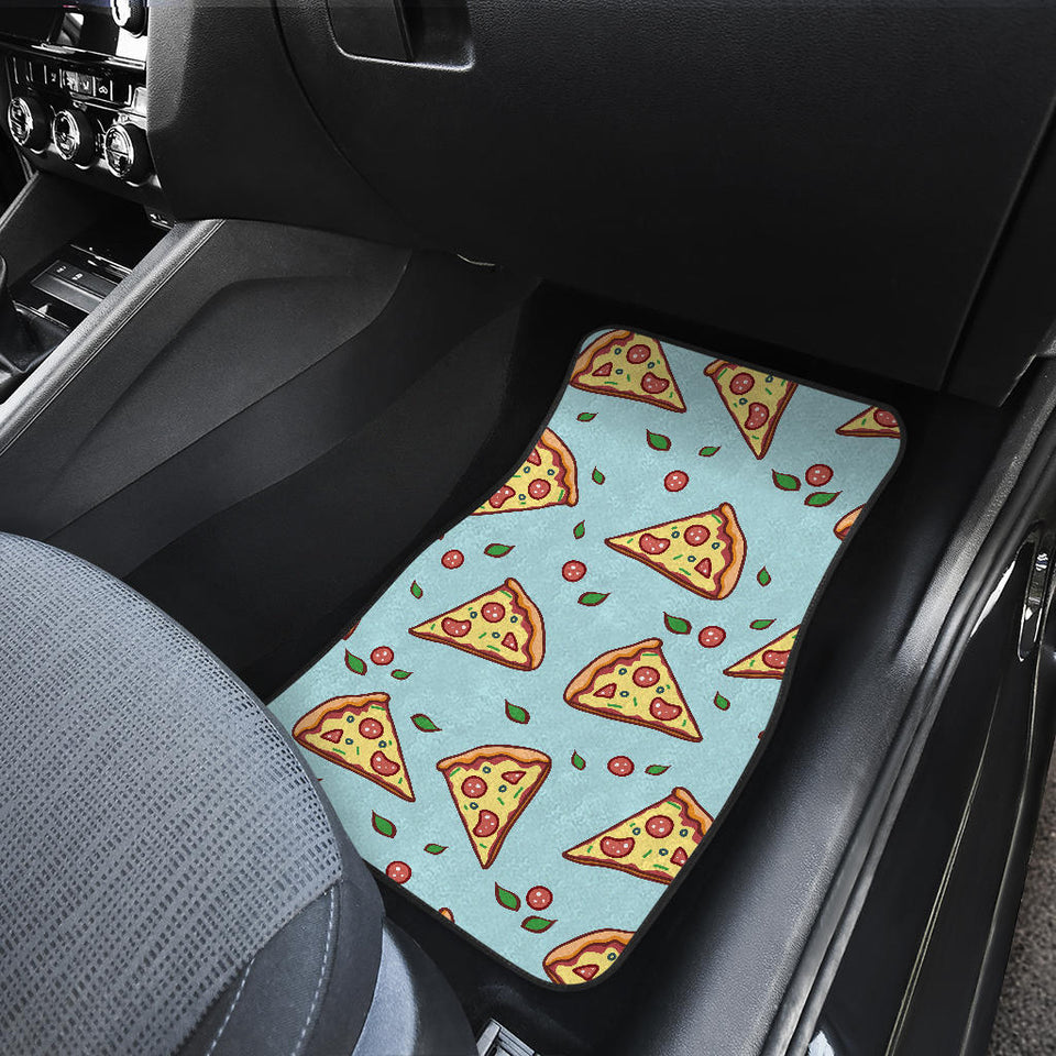 Hand Drawn Pizza Blue Background Front And Back Car Mats