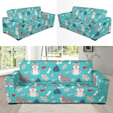 Christmas Cute Siberian Husky Puppie Pattern Sofa Slipcover