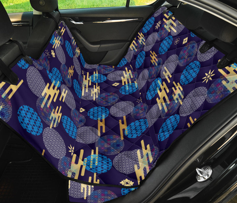 Blue Japanese Pattern Cloud Wave Flower Dog Car Seat Covers