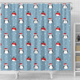Cute Penguin Christmas Snow Pattern Shower Curtain Fulfilled In US