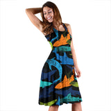 Colorful Shark Sleeveless Midi Dress