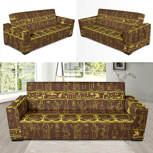 Egypt Hieroglyphics Pattern Print Design 03 Sofa Slipcover