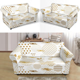 Beautiful Gold Japanese Pattern Loveseat Couch Slipcover