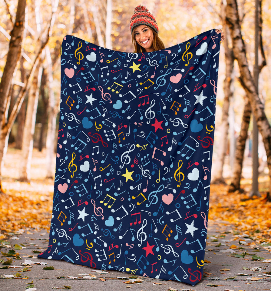 Music Notes Pattern Print Design 03 Premium Blanket