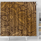 Cocoa Beans Tribal Polynesian Pattern Background Shower Curtain Fulfilled In US