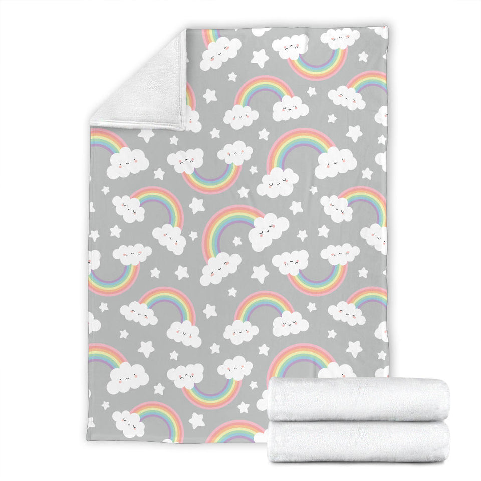 Cute Rainbow Clound Star Pattern Premium Blanket
