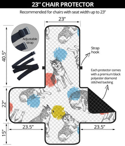 Siberian husky and colorful circle pattern Chair Cover Protector