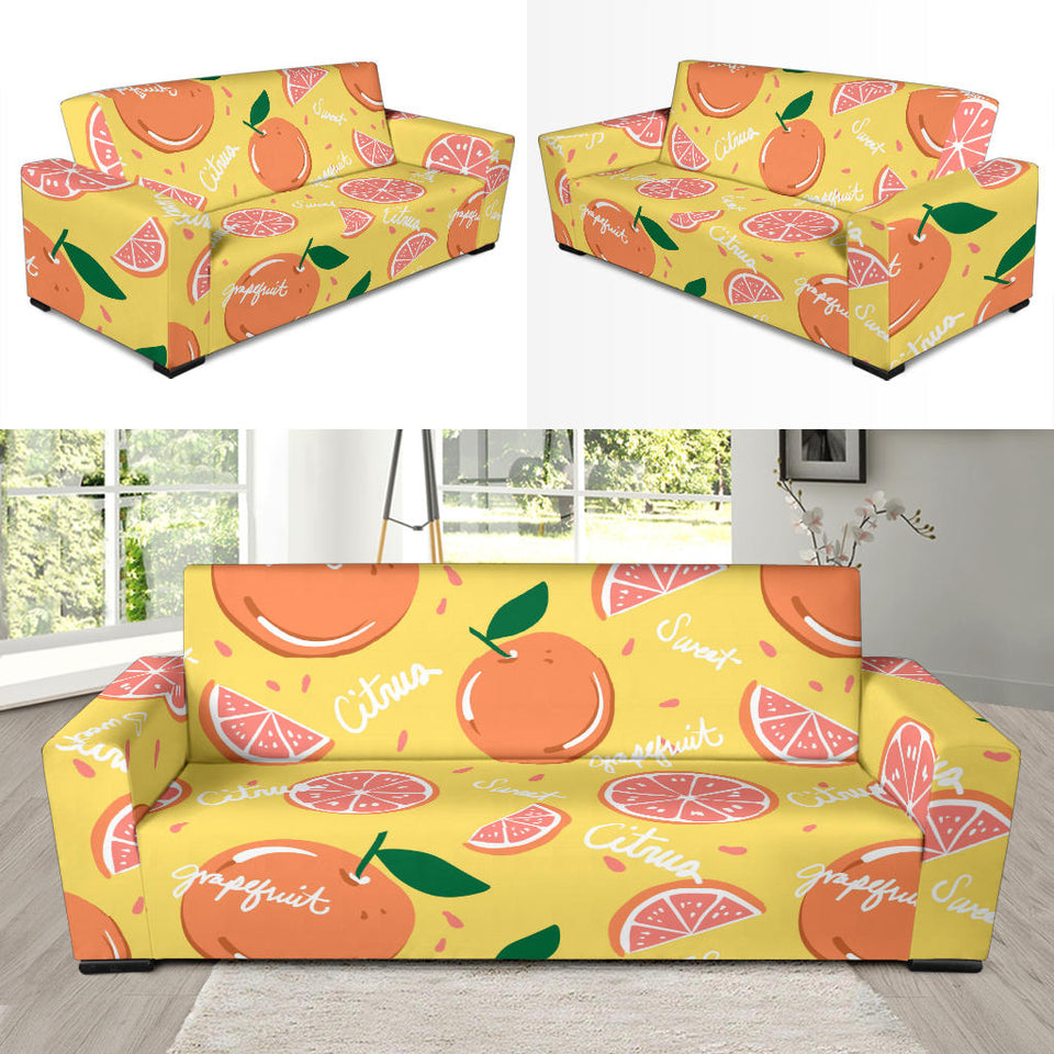 Grapefruit Yellow Background Sofa Slipcover