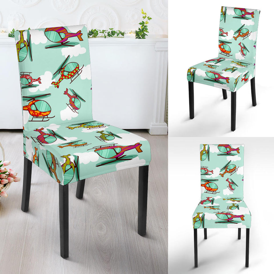 Helicopter Design Pattern Dining Chair Slipcover