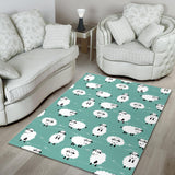 Cute Sheep Green Background Area Rug