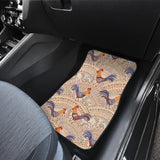 Cute Rooster Chicken Cock Floral Ornament Background Front And Back Car Mats