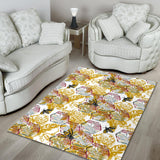 Cool Bee Honeycomb Leaves Pattern Area Rug