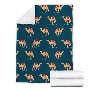 Camel Pattern Blue Blackground Premium Blanket