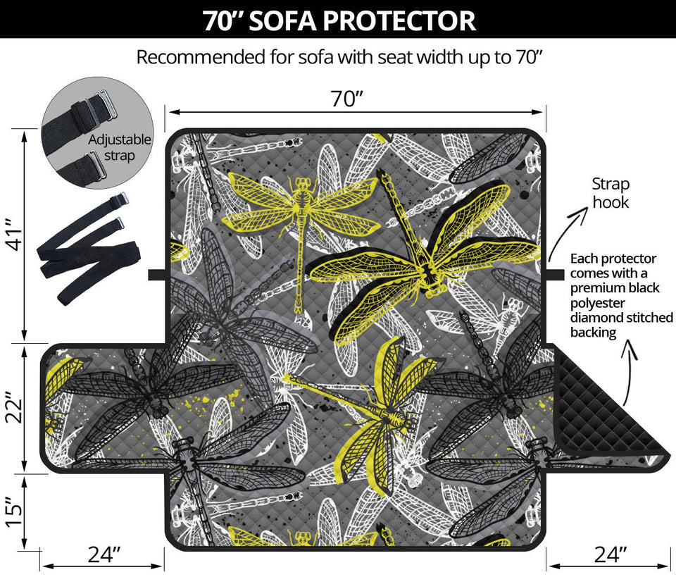 Hand drawn dragonfly pattern Sofa Cover Protector