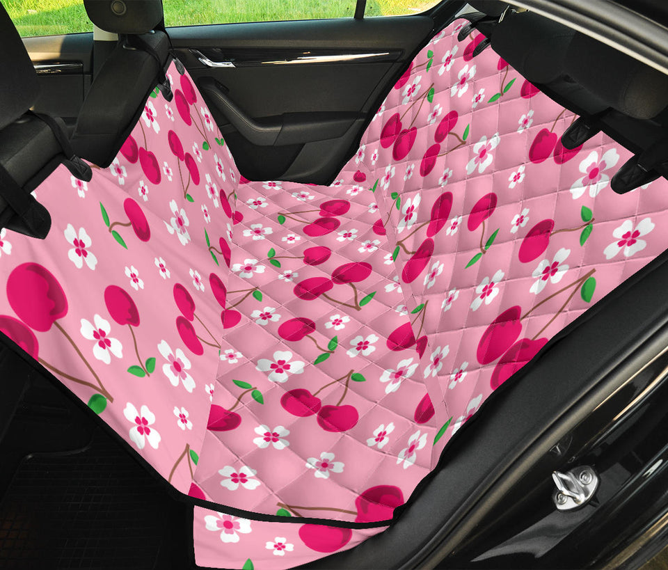 Cherry Flower Pattern Pink Background Dog Car Seat Covers