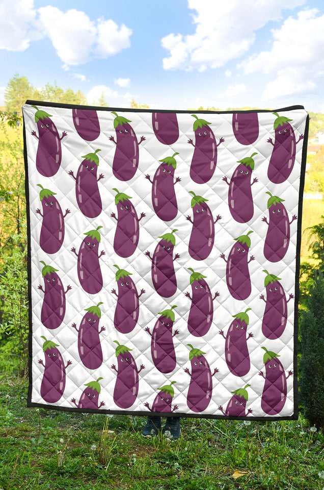 Eggplant Pattern Print Design 01 Premium Quilt