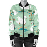 White Swan Lake Pattern Women'S Bomber Jacket