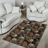 Skull Rose Humming Bird Flower Pattern Area Rug
