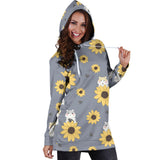Cute Hamster Sunflower Pattern Background Women'S Hoodie Dress