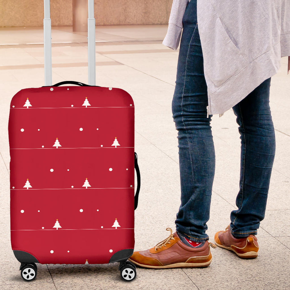 Christmas Tree Star Snow Red Background Luggage Covers