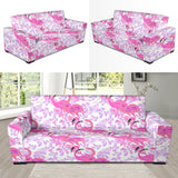 Pink Flamingo Flower Pattern Sofa Slipcover