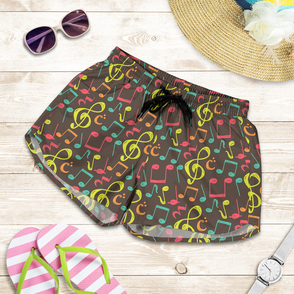 Music Notes Pattern Print Design 05 Women Shorts
