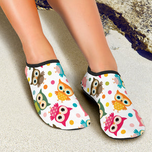 Color Cute Owl Pattern Aqua Shoes