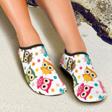 Color Cute Owl Pattern Aqua Shoes