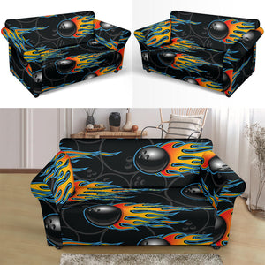 Bowling Balls Flame Pattern Loveseat Couch Slipcover