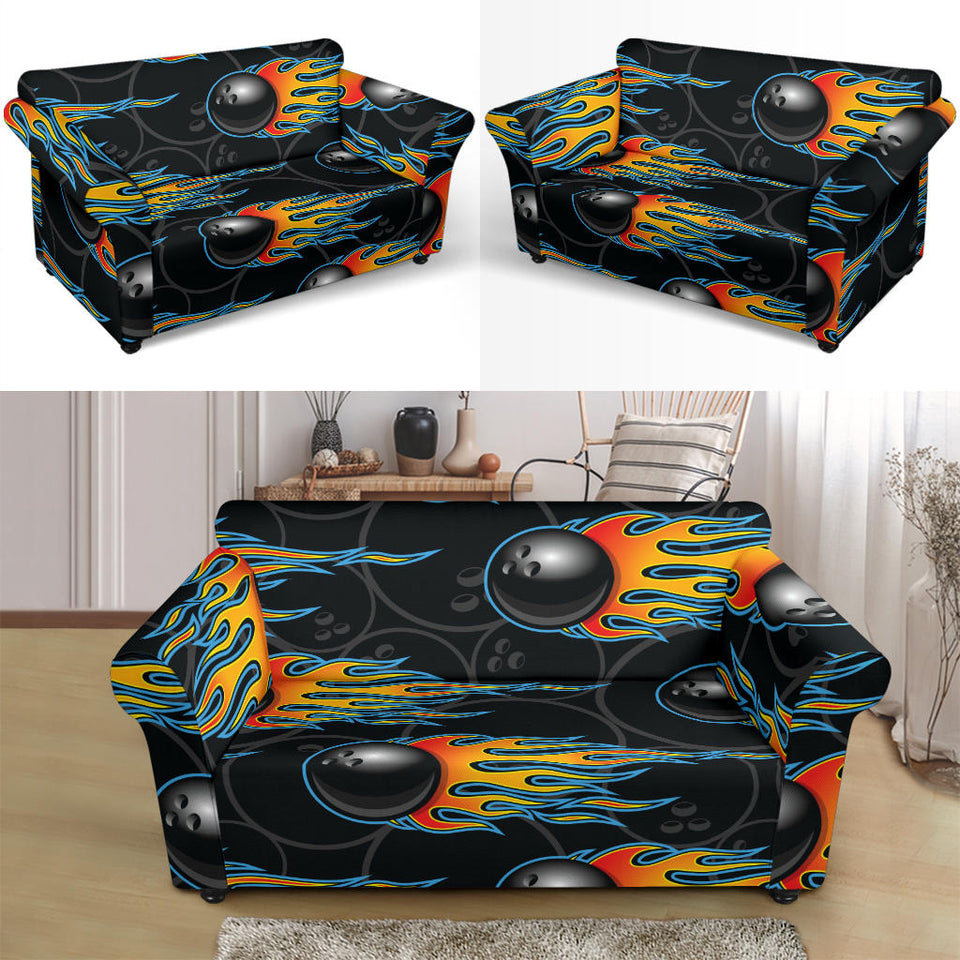 Bowling Balls Flame Pattern Loveseat Couch Slipcover