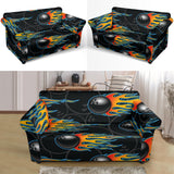 Bowling Balls Flame Pattern Loveseat Couch Slipcover