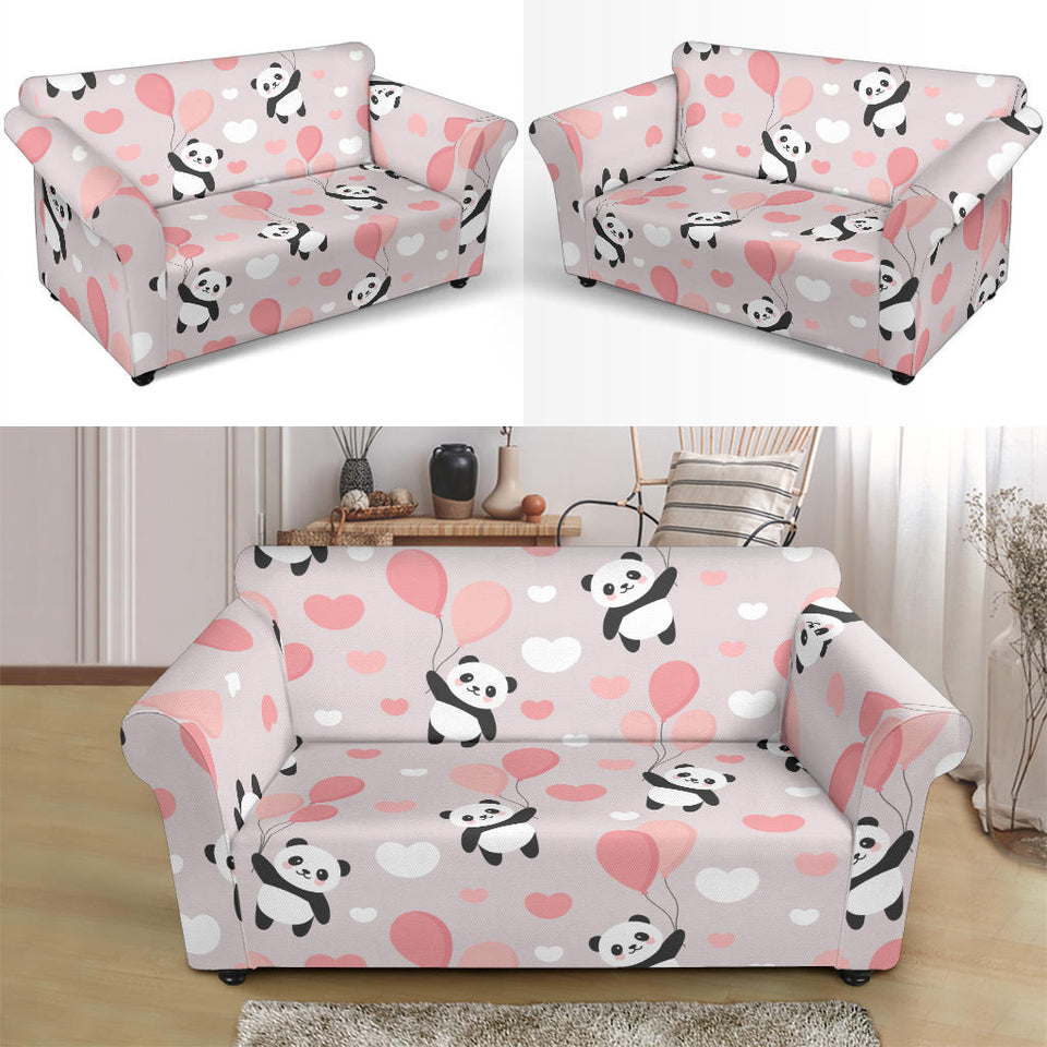 Cute Panda Ballon Heart Pattern Loveseat Couch Slipcover