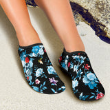 Skull Flower Roses Leave Pattern Aqua Shoes