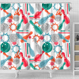 Watercolor Bowling Pattern Shower Curtain Fulfilled In US