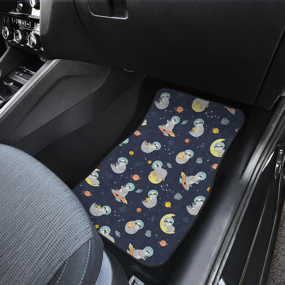 Cute Sloth Astronaut Star Planet Rocket Pattern Front Car Mats