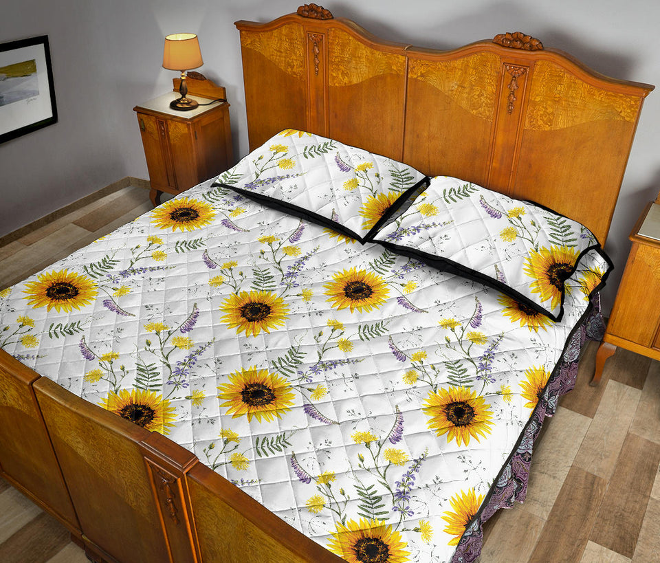 beautiful sunflowers pattern Quilt Bed Set