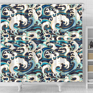 Japanese Wave Pattern Shower Curtain Fulfilled In US