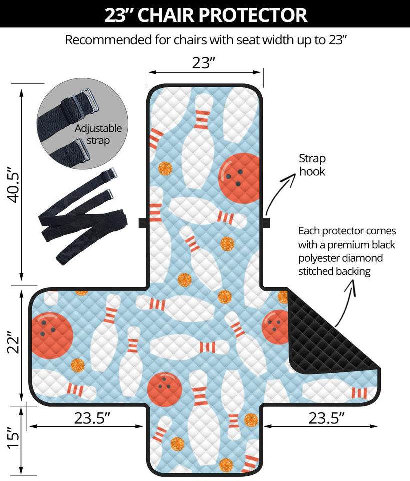 Bowling ball bowling pins blue blackground Chair Cover Protector