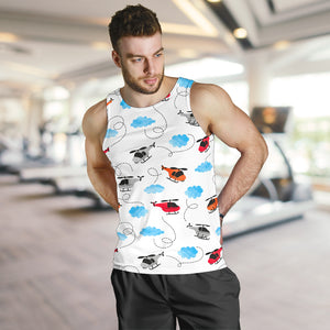 Watercolor helicopter cloud pattern Men Tank Top