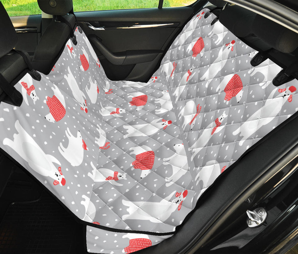 Cute Polar Bear Christmas Snow Pattern Dog Car Seat Covers