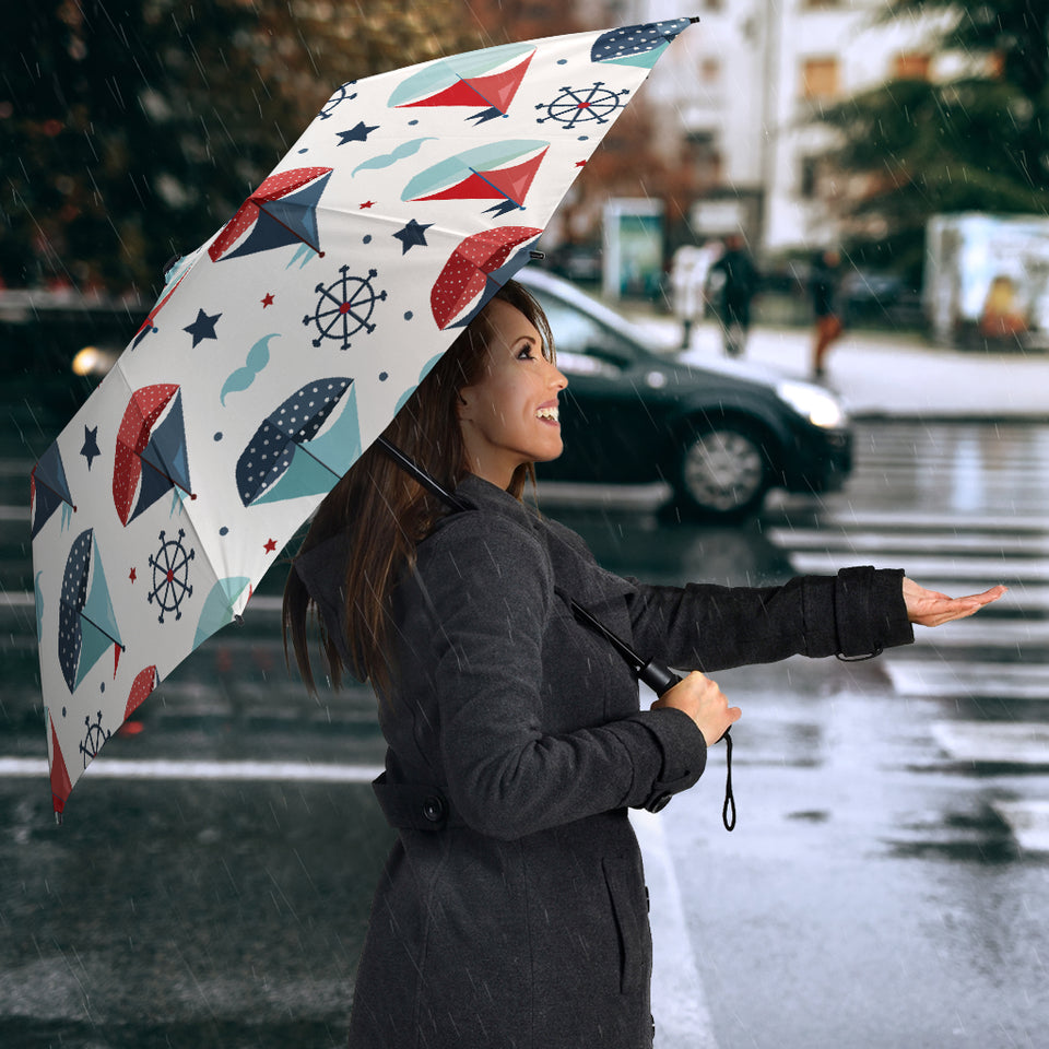 Cute Color Paper Sailboat Pattern Umbrella