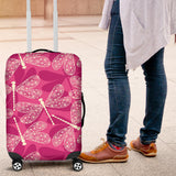 Beautiful Dragonfly Pink Background Luggage Covers