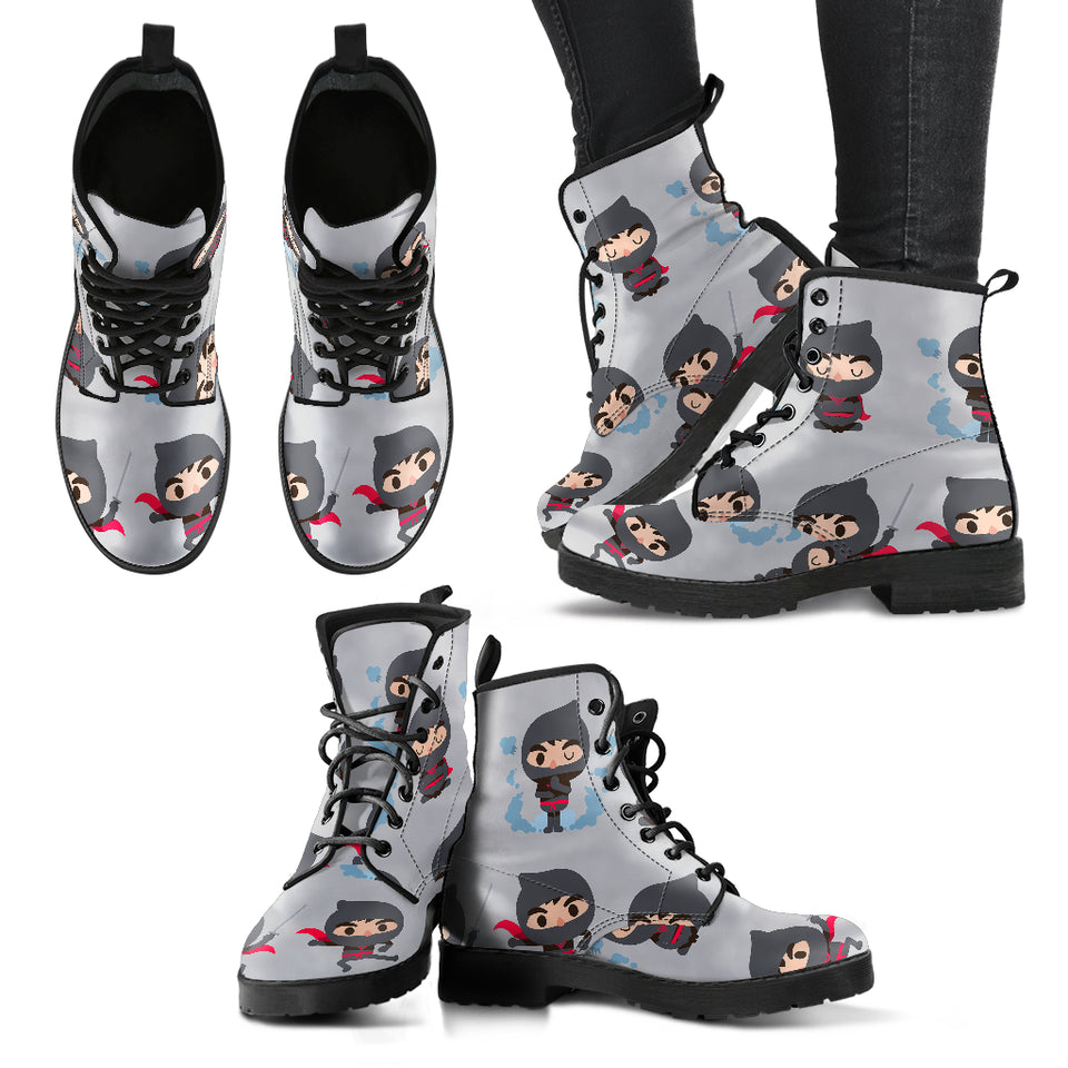 Cute Ninja Pattern Leather Boots