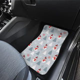 Snowman Christmas  Tree Snow Gray Background Front Car Mats